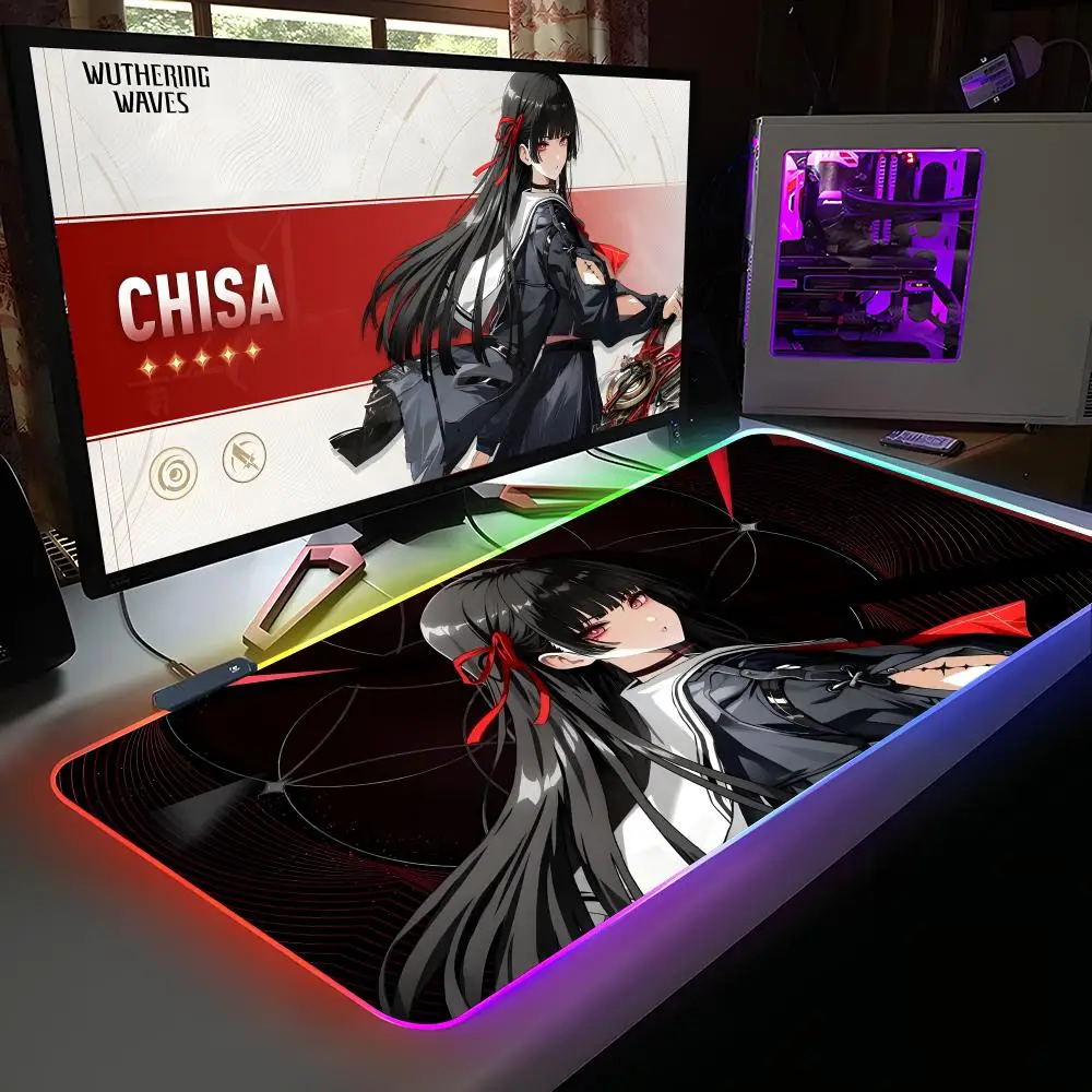 

Wuthering Waves Chisa Mouse Pad RGB Rubber Computer Laptop Official Game Colored esports Aesthetic Pretty Fashion Luxury Mat