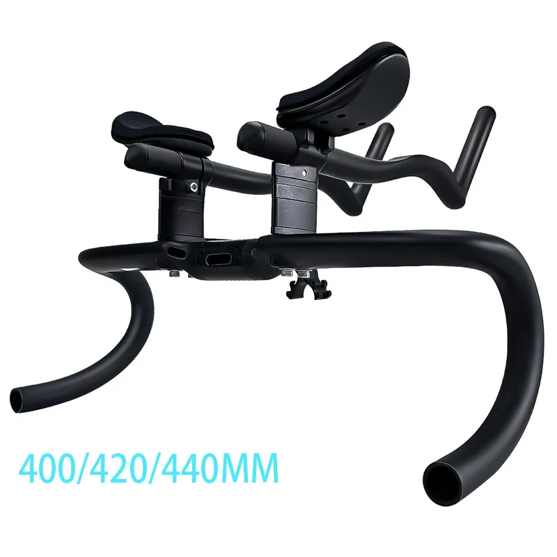BALUGOE Bike Handlebar Fully Internal Wiring Bicycle Extended TT Rest Handlebar Carbon Bar 400/420/440mm Matte Carbon Handlebars