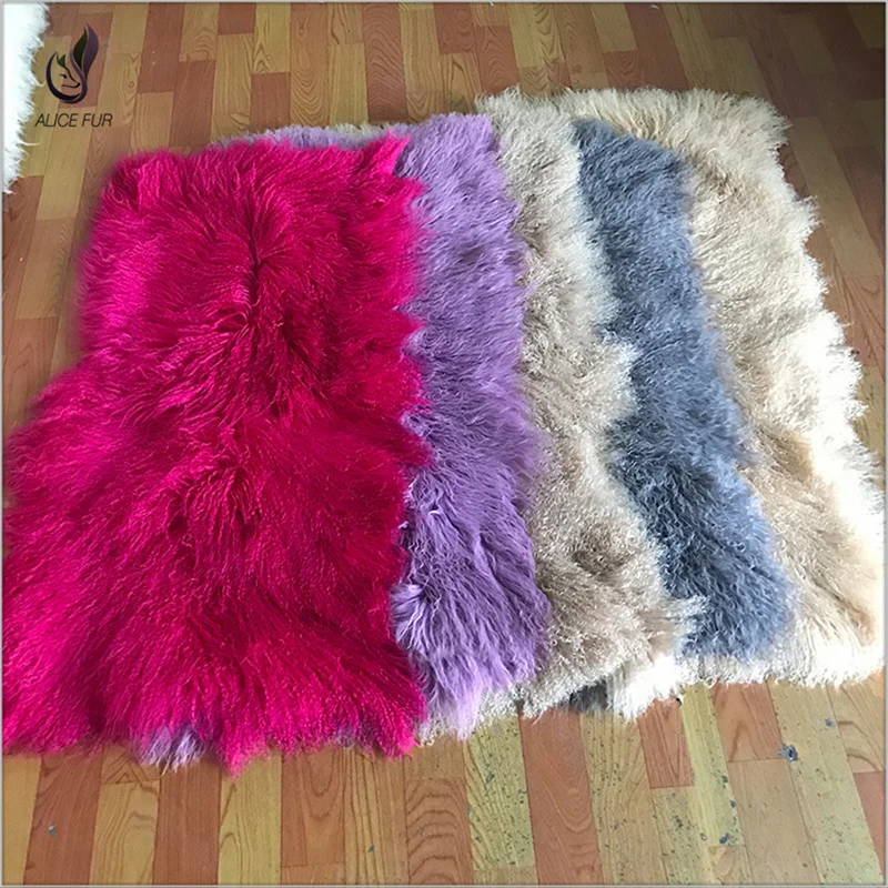 

Tigrado Natural Long Curly Sheepskin Rug For Ppholstery Chair Cover Collar Fur 120x60 CM