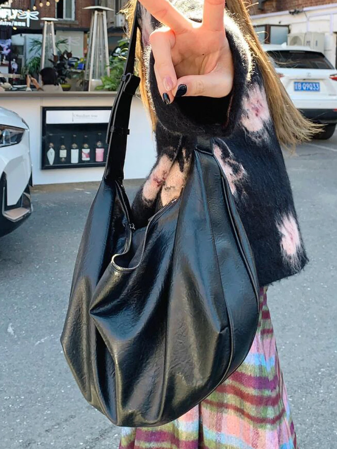 NIN Soft Leather Large Capacity Retro Tote Bag Shoulder Crossbody Bag Unisex Street Style Korean Fashion Handbag Shoulder Bag