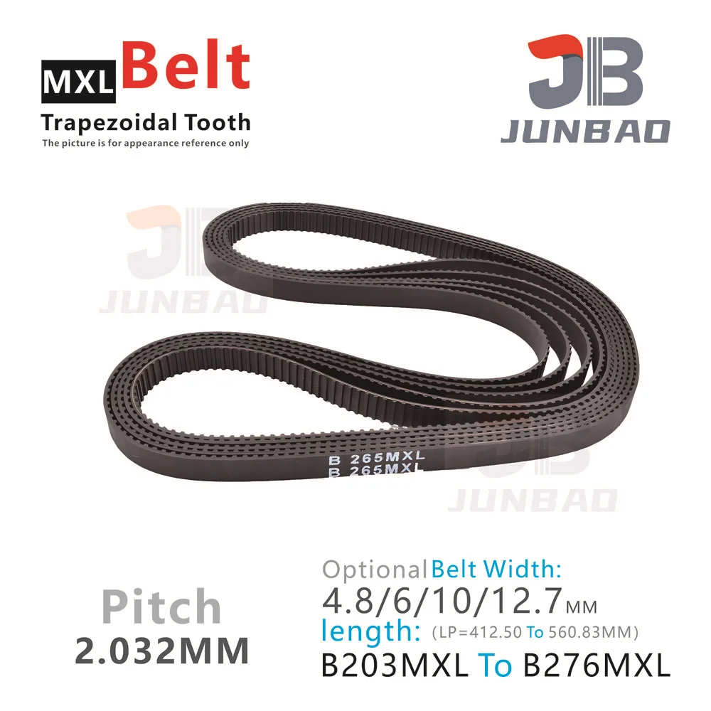 

Trapezoidal Tooth MXL Timing Belt B203 To B276 Pitch Length LP=412.50 To 560.83MM Width 4.8 6 10 12.7MM High Torque Toothed Belt