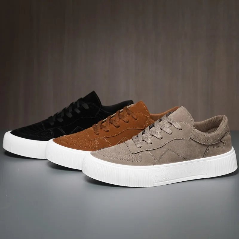 

Men's Vulcanized Shoes Fashion Casual Sneakers Lace Up Platform Shoe High Quality Suede Casual Shoes for Men Sneakers Man Shoes