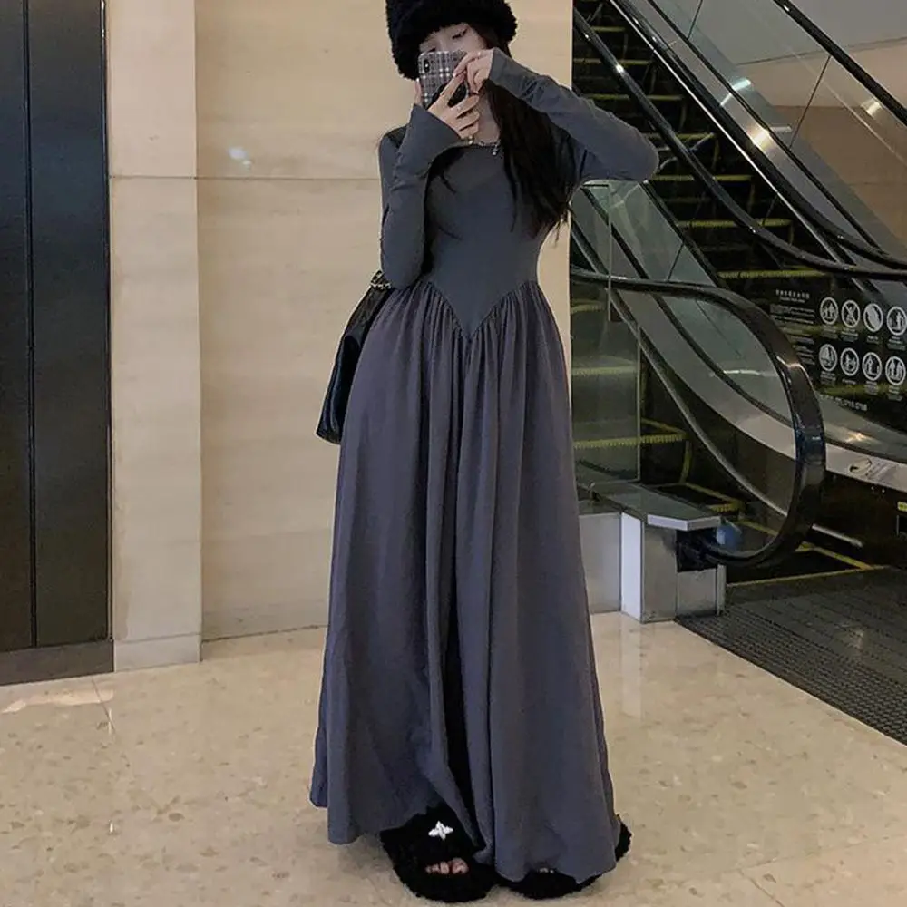 Plus Size 5XL 130kg Autumn Elegant Party Dresses Black Color Woman Long Sleeve Dresses Casual Women\'s Party Evening Maxi Dress