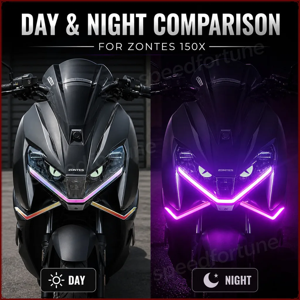 For ZONTES 150X Headlight Vinyl Decal Sticker Set Waterproof UV‑Resistant Fairing DRL Decor Scooter Accessories