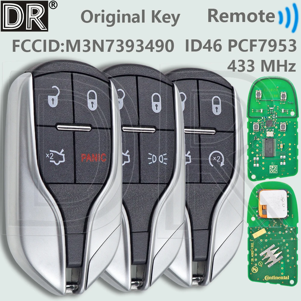 DR Original M3N-7393490 ID46 PCF7953 433MHz Proximity Car Remote Key For Maserati Ghibli Quattroporte 2014 2015 2016