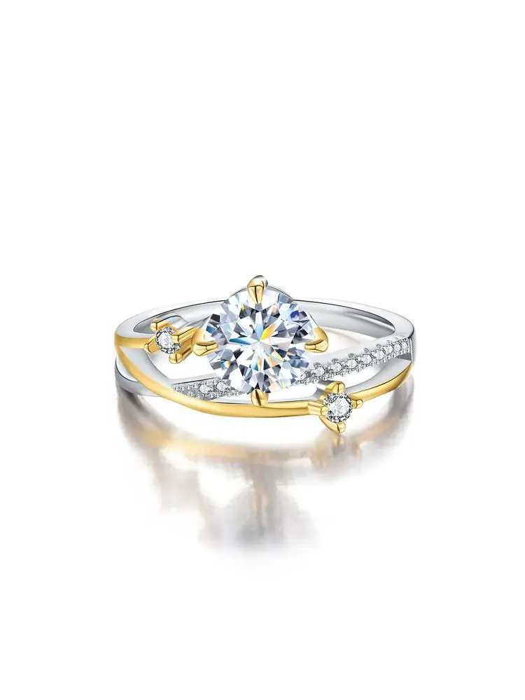 Funkelnde 1CT Moissanit-Diamant-Prinzessin-Sternen-Spur-Verlobungsringe für Damen, Hochzeit, Jahrestag, Party, Modeschmuck – Detail 5