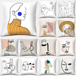 Home Decor Car Sofa Cushion Cover Abstract Face Collection Print Square Pillowcase