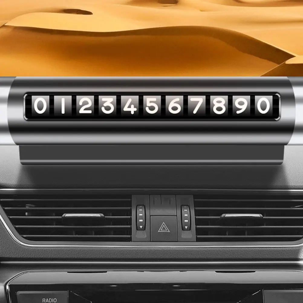 

2Pcs Car Temporary Parking Card Aluminum Alloy Rolling Design Change Phone Auto Accessories