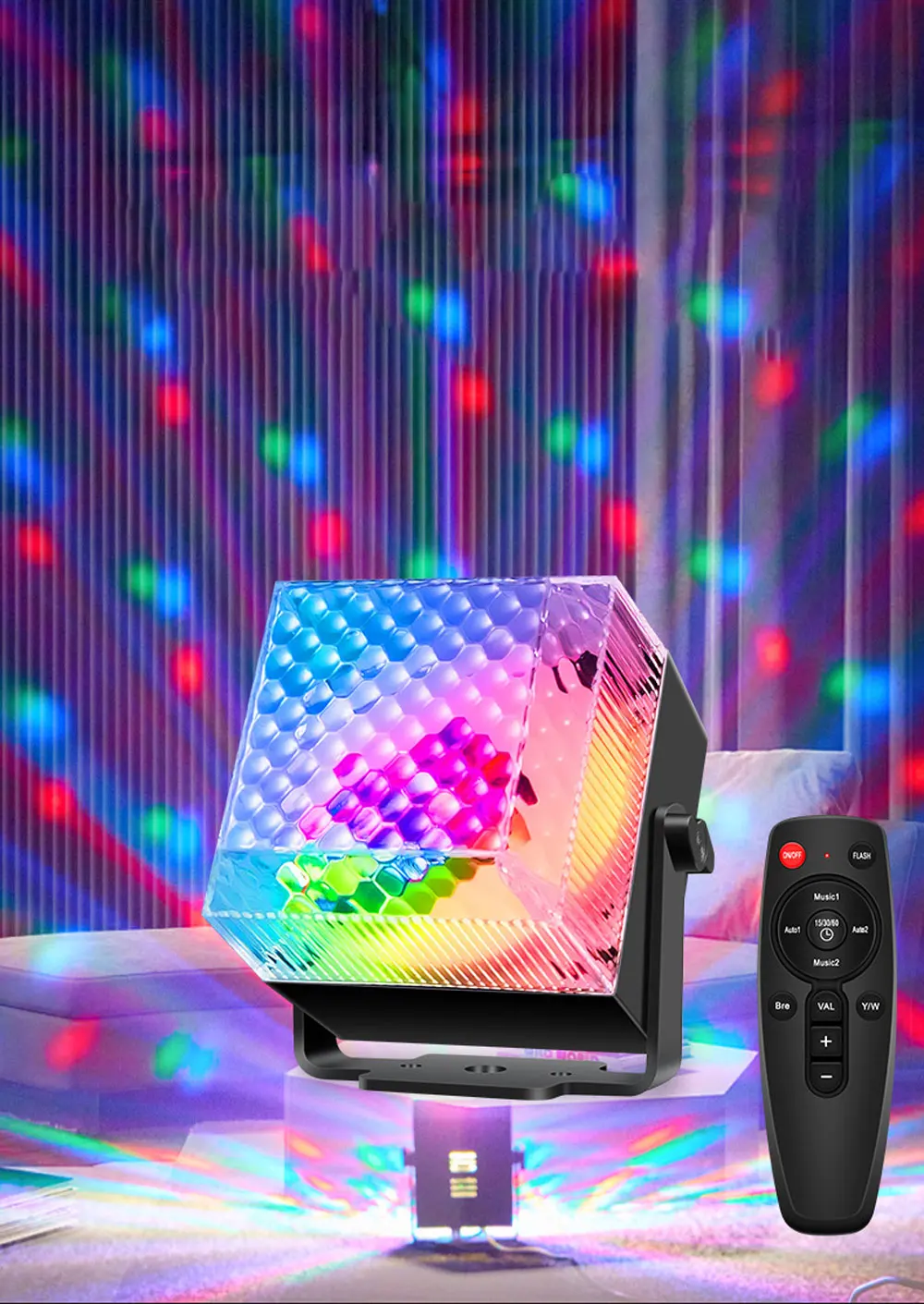 RGB Atmosphere Stage Light, Music Sync Color Changing Disco Ball, USB LED Strobe Night Light for Home Party KTV Bedroom Decor