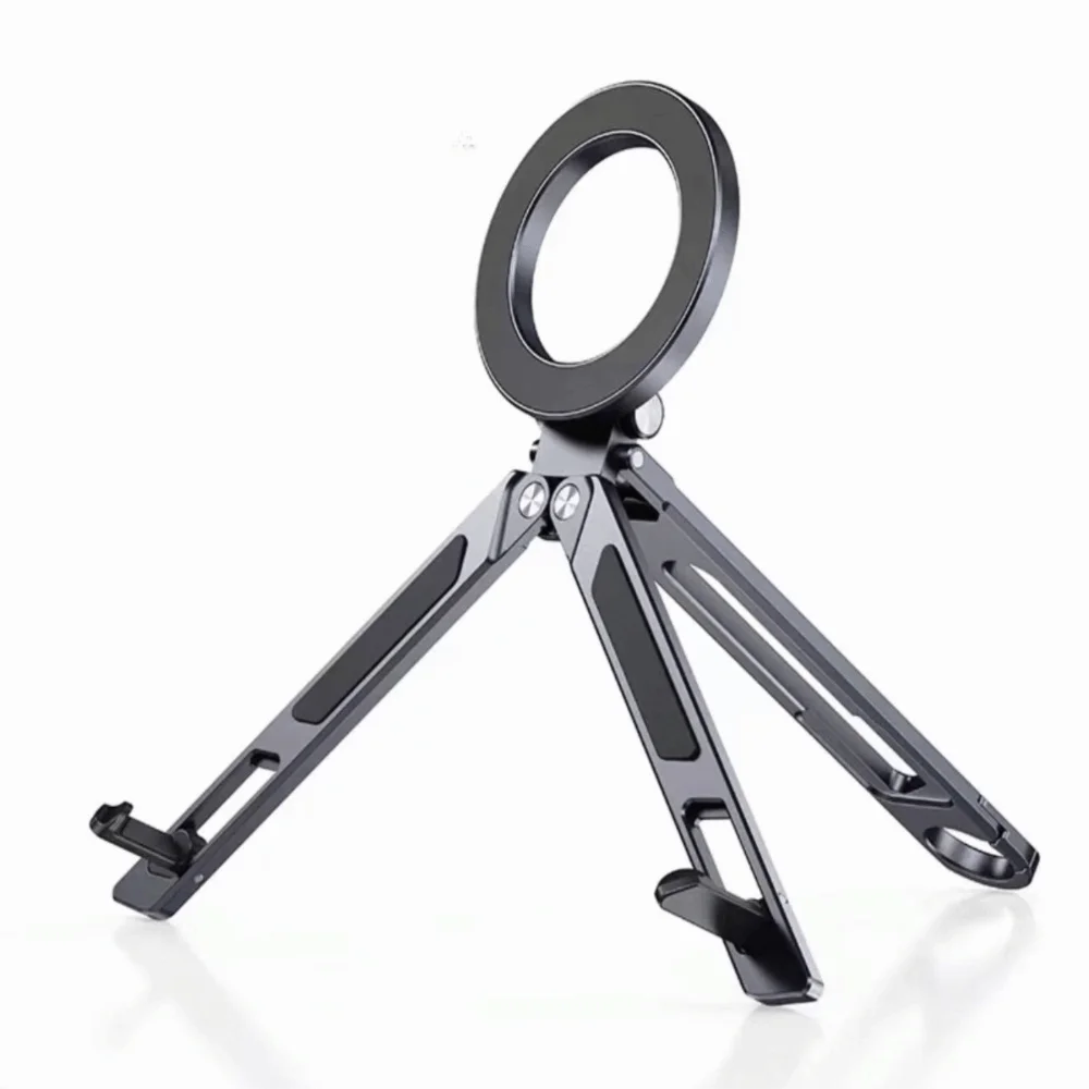 Portable Magnetic Tripod Foldable Magnetic Adsorption Mobile Phone Stand 2 in 1 Carabiner-Mounted Tablet Bracket