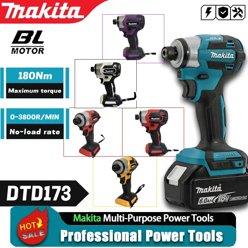 makita-dtd173-18v-lxt-cordless-brushless-impact-driver-180-n·m-wood-bolt-t-mode-electric-drill-rechargeable-power-tools