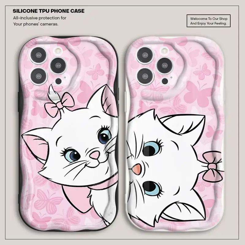 Disney Pink Marie Cat Phone Case for OPPO A16 A17 A17k A3S A5s A15 A15s A7 A9 A11k A12 A32 A38 A53 A54 A55 A57 A60 4G 5G Cover