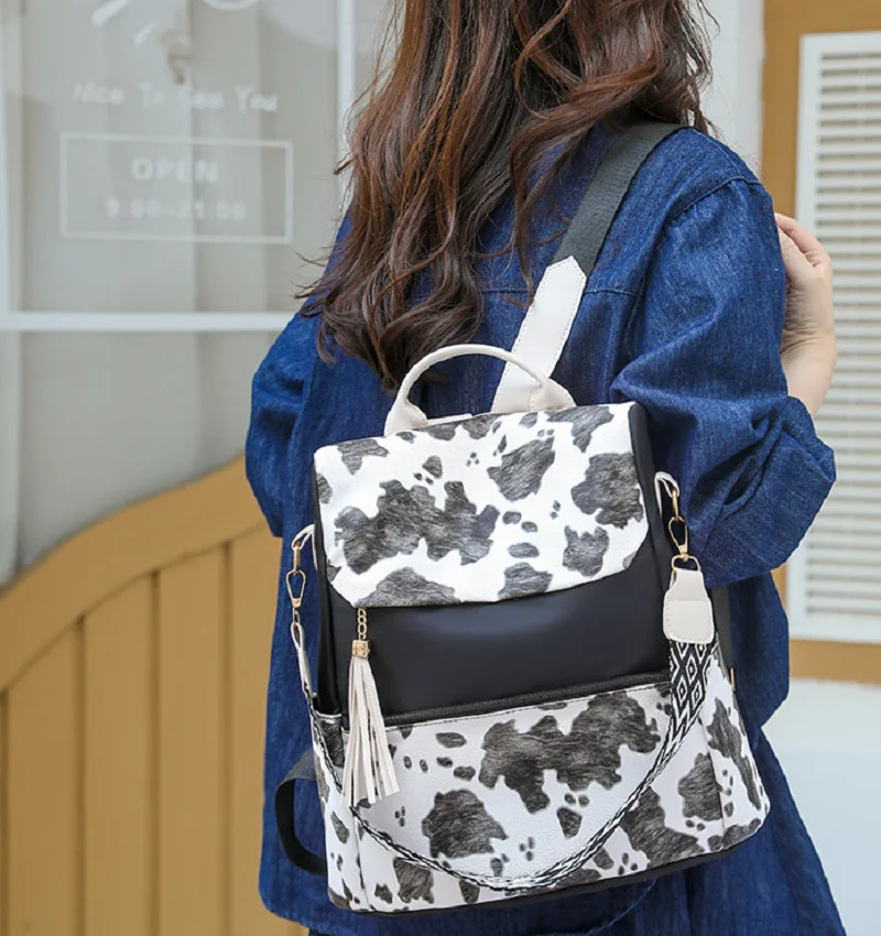 

2026 Korean Fashion Tassels Large Capacity Anti Theft Travel Backpacks Women's Shoulder Bags Totes Schoolbag Crossbody Backpack