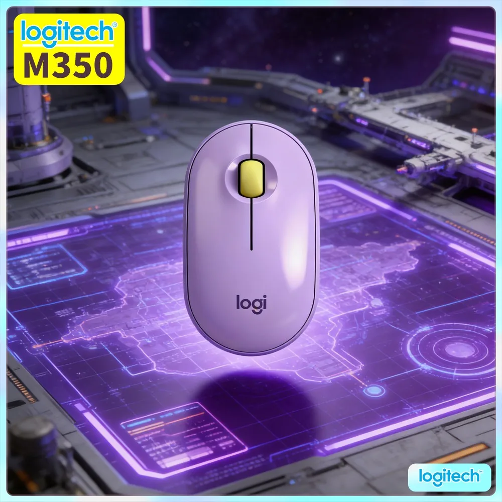 Logitech M350 Pebble Silent Mouse - 77G Lightweight, Recycled Plastic, USB Receiver, 10M Range, Travel Home Office Use
