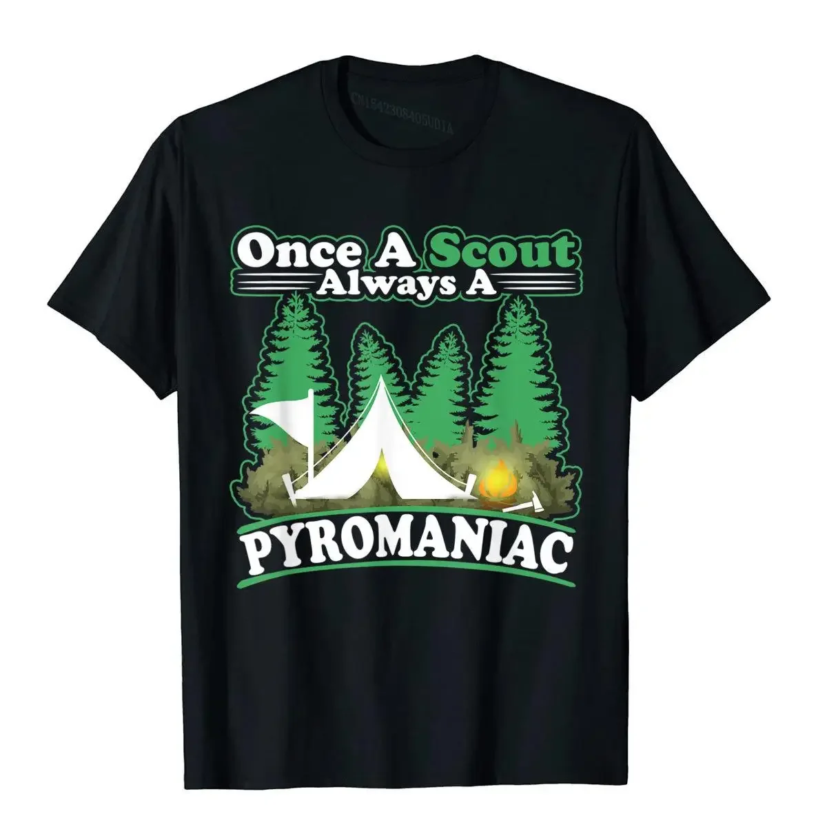 Once A Scout Always A Pyromaniac Campfire Scouting Cub Boy T-Shirt Cotton T Shirt For Men Print T-Shirts Outdoor Prevailing