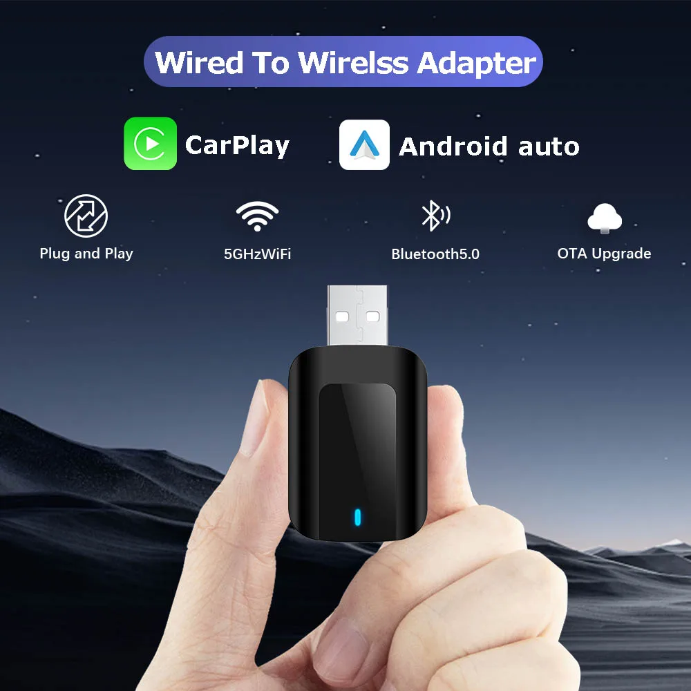 

2024 Hot 2in1 Wireless CarPlay Adapter Android auto for iPhone Android Plug And Play WiFi Smart Mini Box Wireless CarPlay Dongle