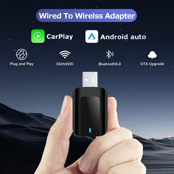 2024 Hot 2in1 Wireless CarPlay Adapter Android Auto Plug and Play WiFi Smart Mini Box Wireless CarPlay Dongle for iPhone Android