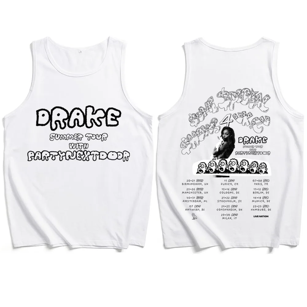 

Drake Europe Tour with Partynextdoor 2025 Tank Tops Vest Casual Sleeveless Fans Gift T-shirt