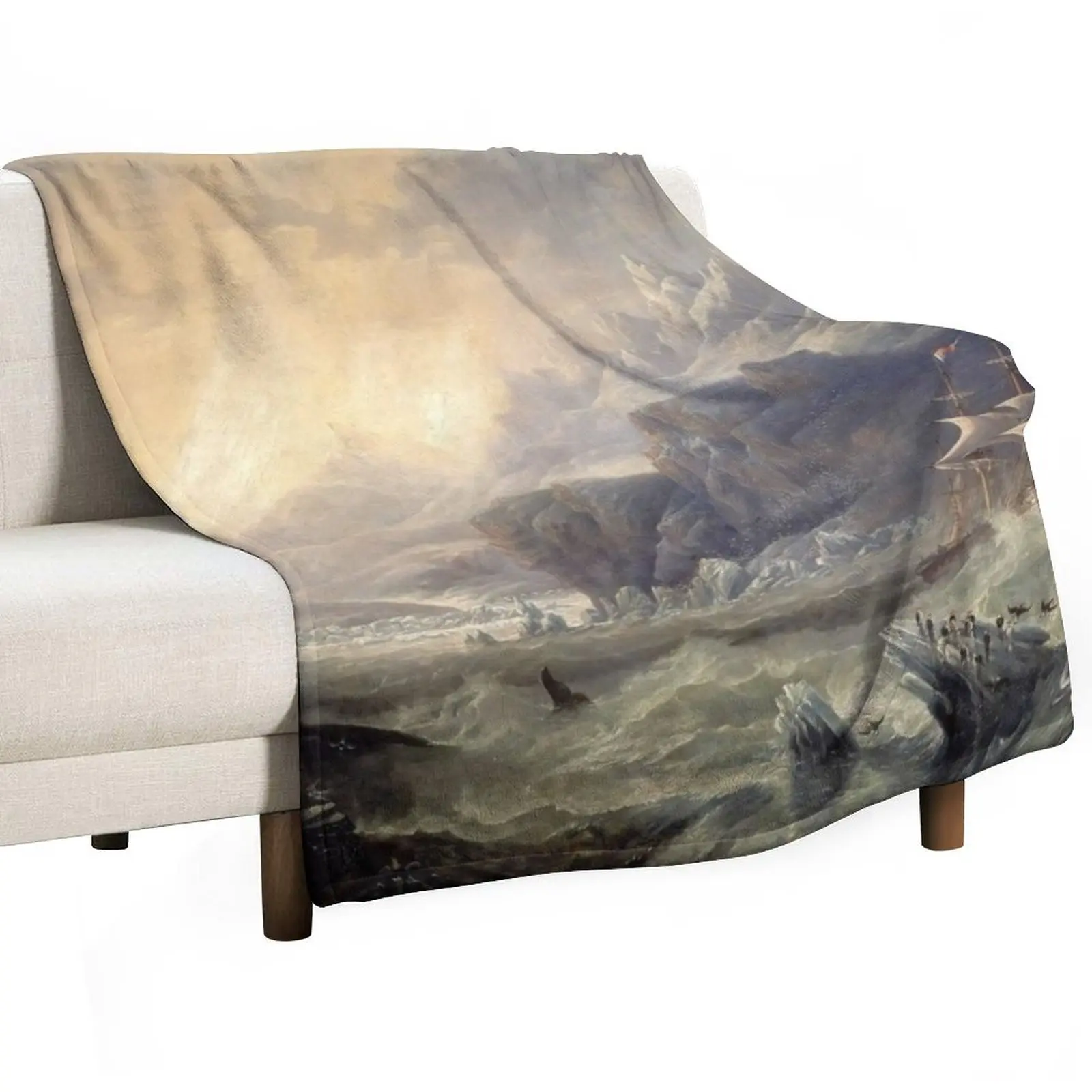 

HMS Erebus and Terror in the Antartic - John Wilson Carmichael Throw Blanket Stylish Decor Blanket Gift for Friends Roommate