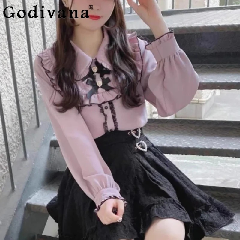 

Spring Summer New 3XL Lolita Lace Japanese Black High Waist Skirts Fashion Girl Versatile Age Reduction College Short Skirt