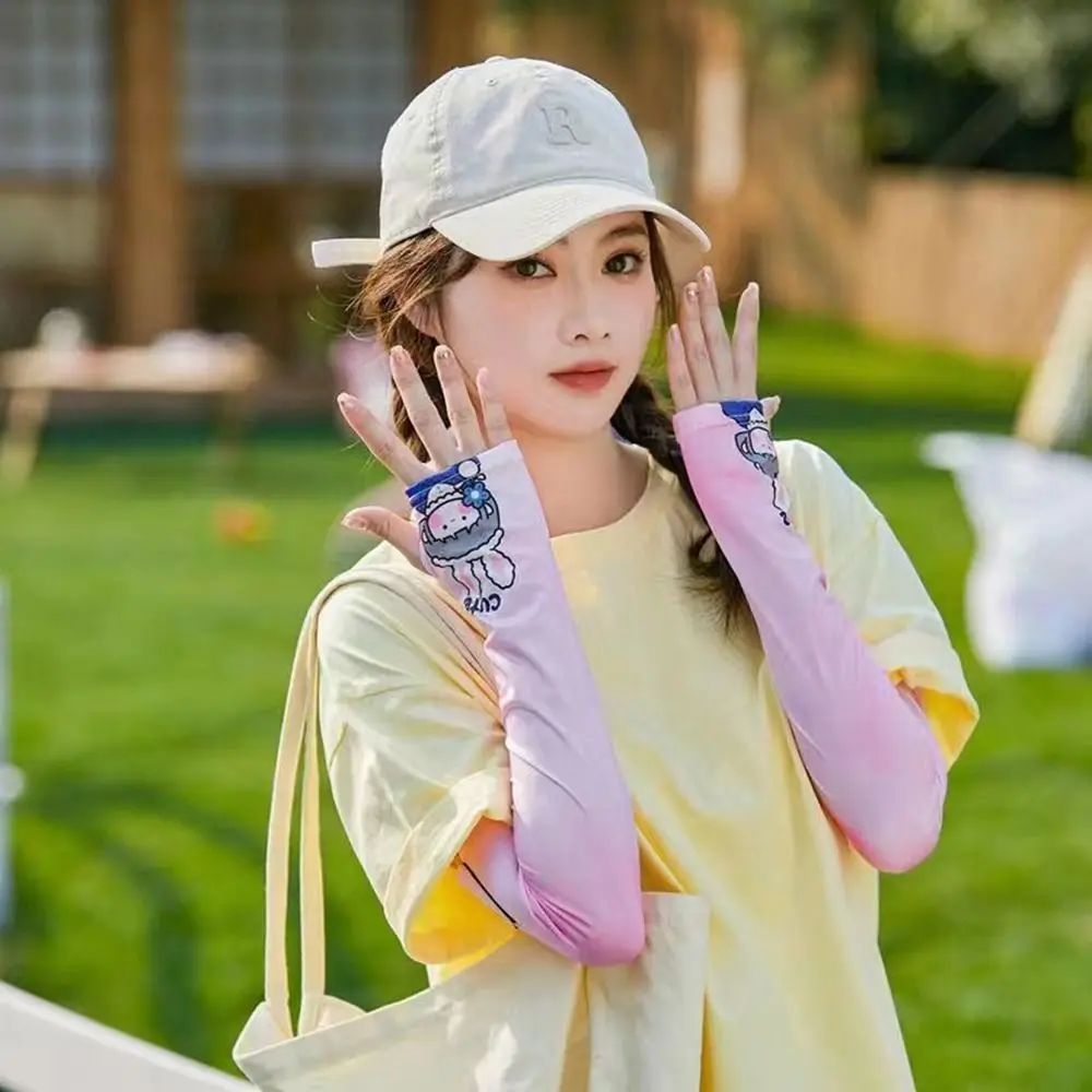 

Long Sleeves Summer Cycling For Women For Girl Ice Silk Sleeve Sun Protection Sleeves Cartoon Arm Sleeves Cooling Sleeves
