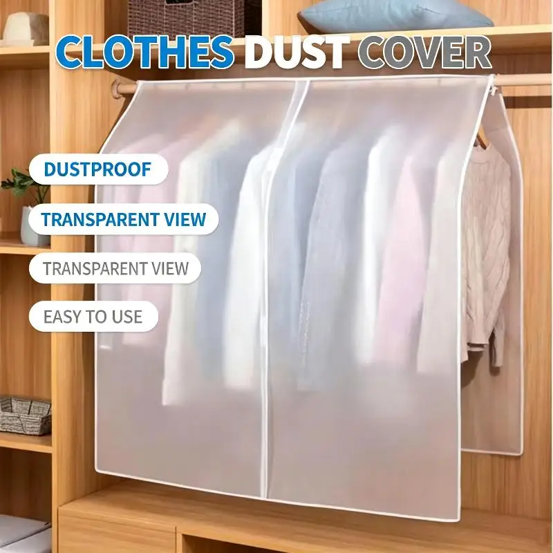 Clothes Dust Cover Translucent Dress Clothes Garment Dust Cover Hanging Organizer Waterproof Dustproof Clothes Storage