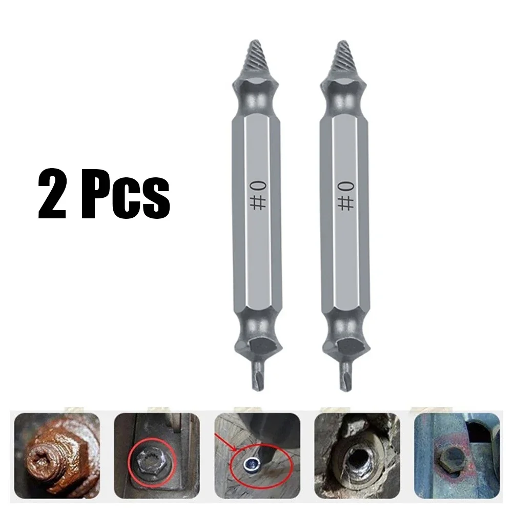 2 pz #0 trapano a doppio lato estrattore di viti danneggiate rimozione vivavoce Kit di strumenti per la rimozione del perno del bullone rotto