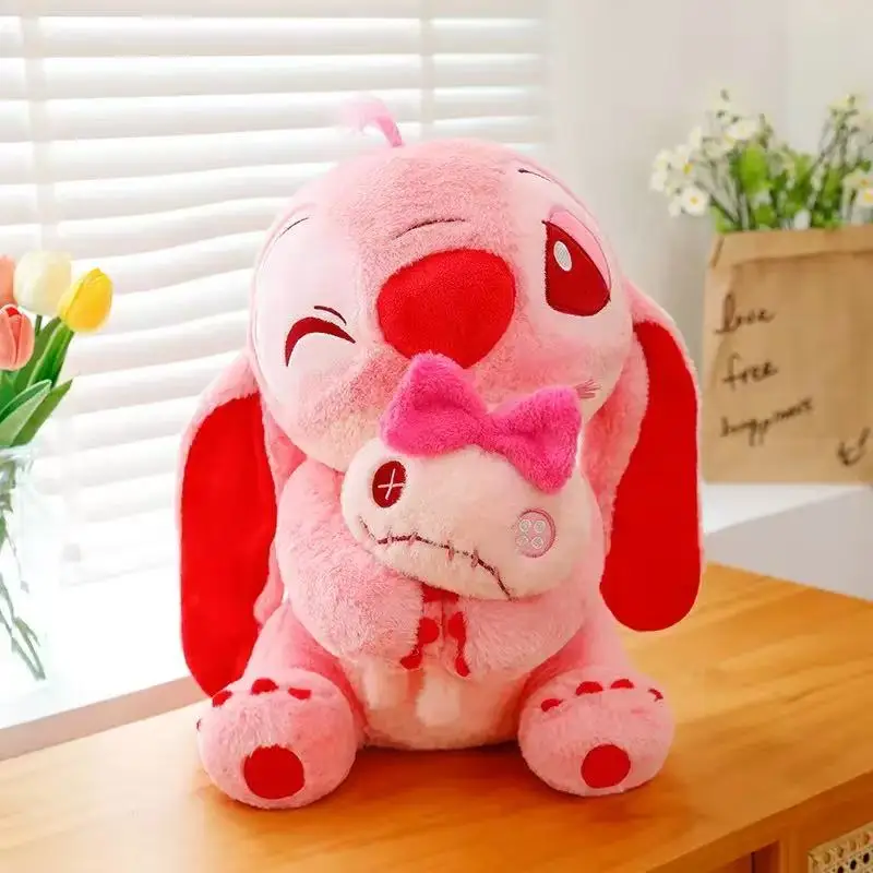 Figuras de Anime Stitch Hug Scrump de 25CM, muñecos de Lilo & Stitch, juguetes de dibujos animados, almohadas, juguete tranquilizador para niños, decoración de sofá, regalos de cumpleaños
