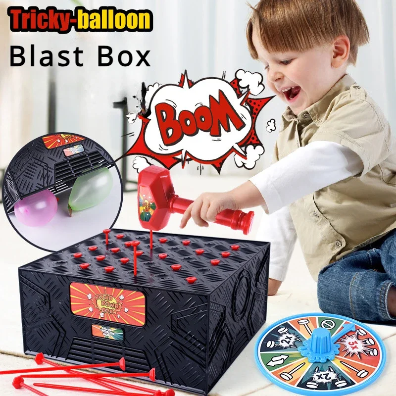 

Funny Hammer Balloon Blast Box Game Toys Crazy Party Prank Blasting Balloon Box Family Interactive Board Game Educational Toy