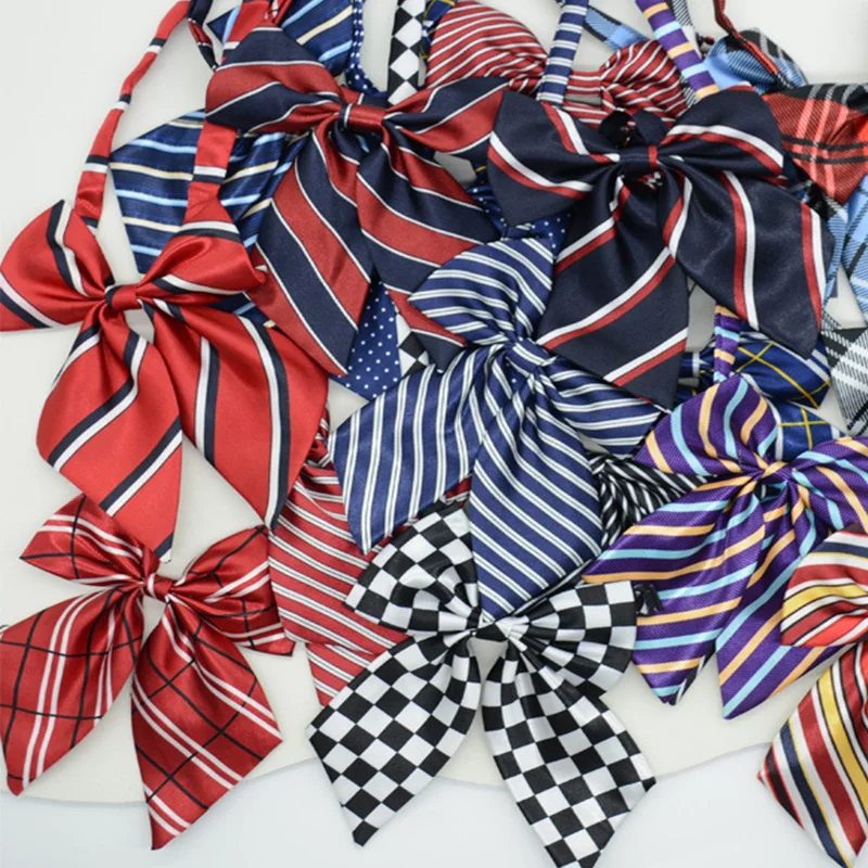 Striped Ladies Bowtie Classic Shirts Bow Tie for Women Business Wedding Bowknot Plaid Bow Ties Butterfly Girls Suits Bowties