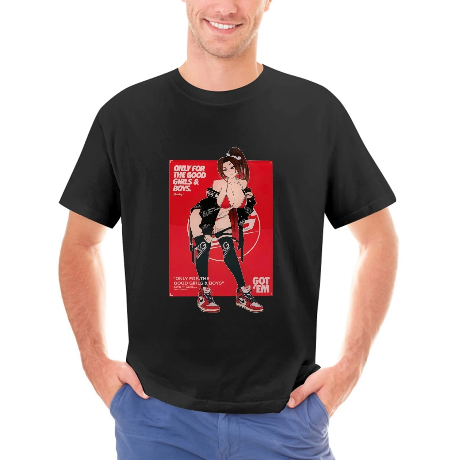 Lowkey! Geeks Dead or Alive Mai Shiranui Sexy Anime T Shirt Black XL