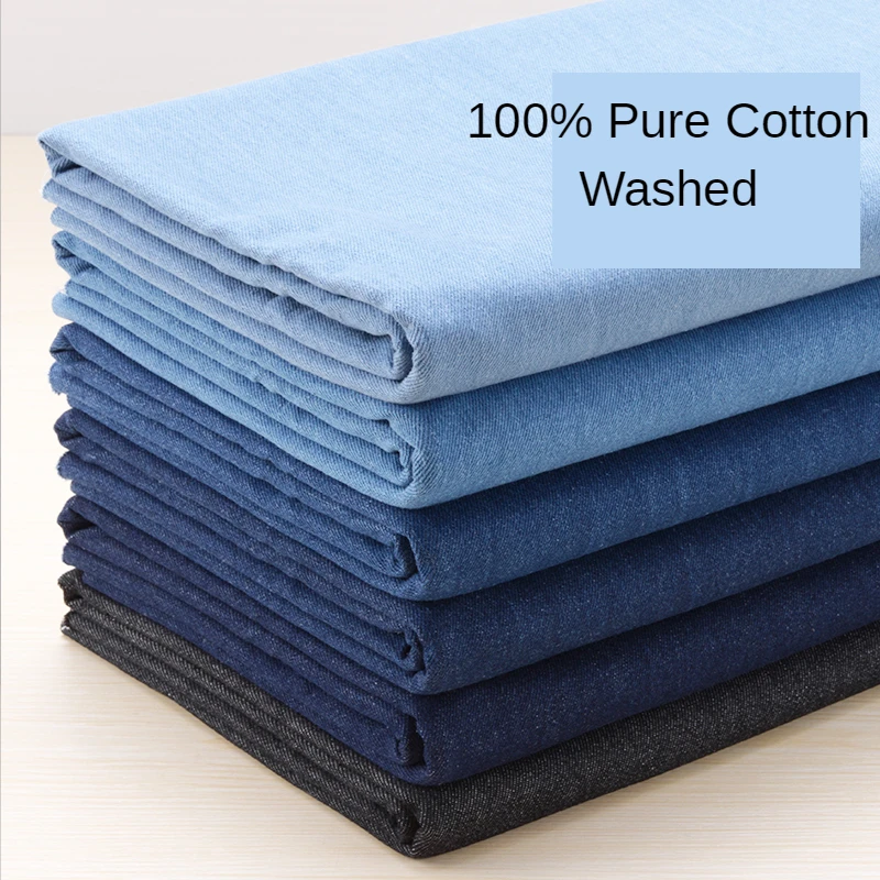 Denim Fabric By The Meter for Jeans Coats Clothing Pants Sewing Thickened Textile Washed Cotton Designer Cloth Breathable Winter