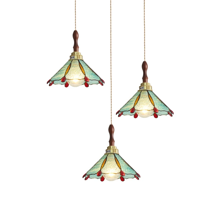 

Vintage Pendant Lights Flower Glass Hanging Lamps Home Decoration Lighting Living Room Bedroom Bedside Light Fixture Indoor Shop