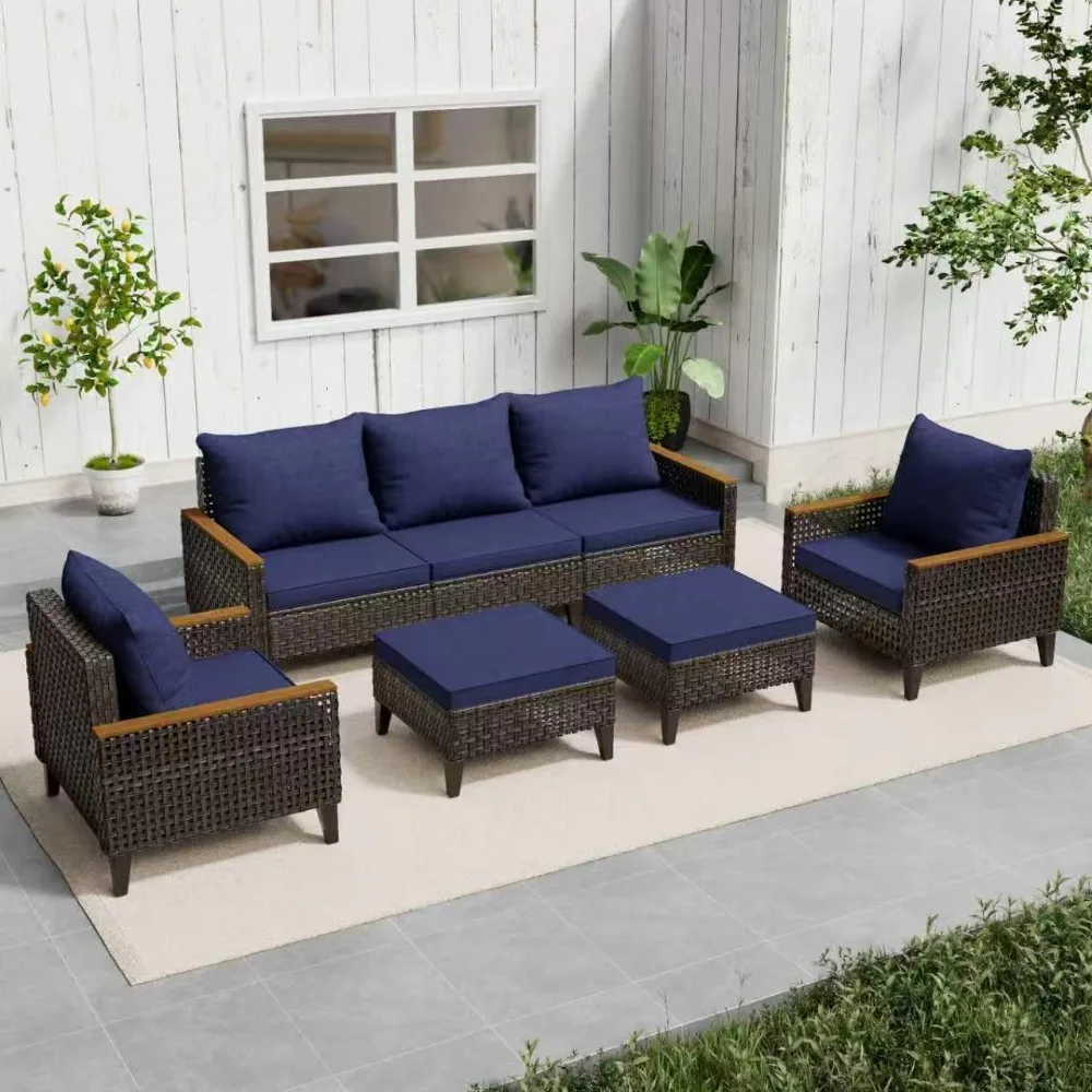 

7-piece Patio Sofa Set, All-weather Rattan Outdoor Leisure Set, High-backed and Thick Cushions
