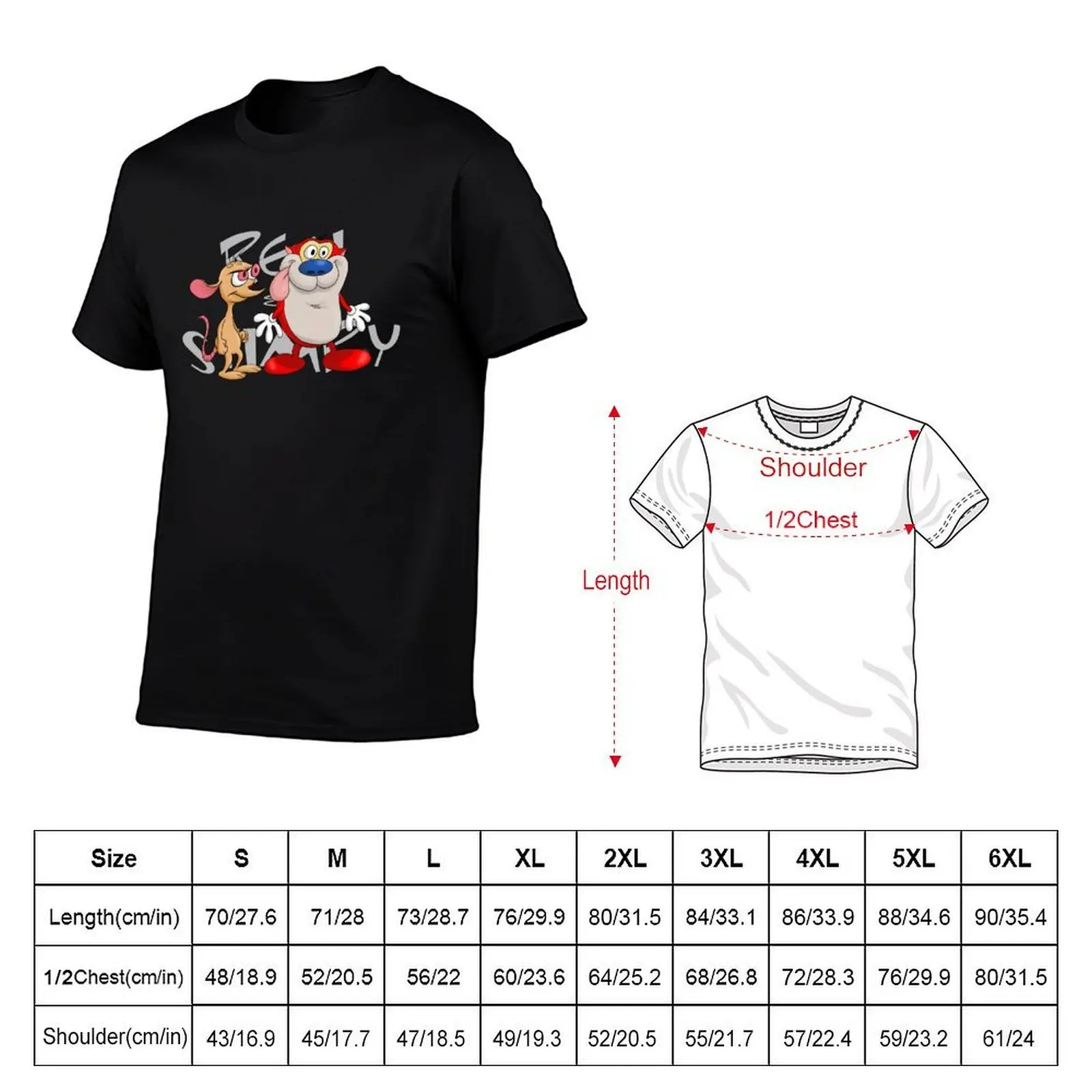 Ren and Stimpy Duo T-Shirt Blouse plus size clothes shirts graphic tee men
