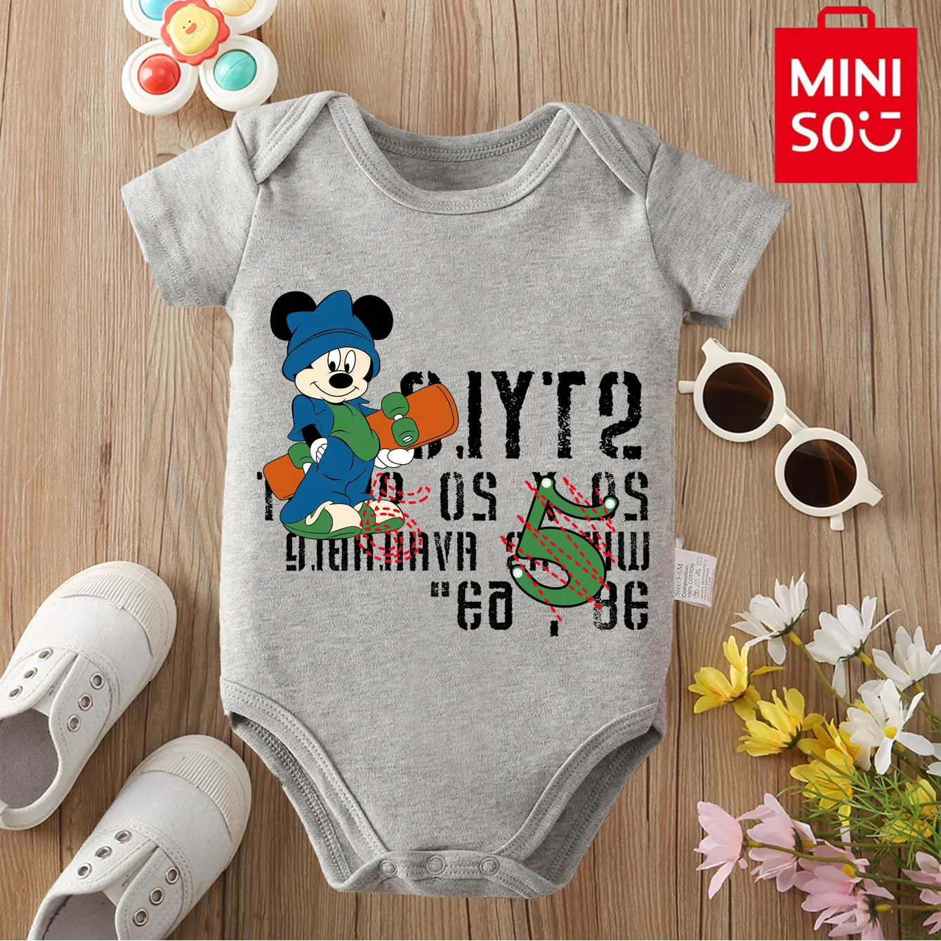 

MINISO Mickey Mouse Cute Minnie Bodysuit Pure Cotton Baby Soft Cloths Gift for Baby Onesie Jumpsuit for 0 To 12 Months Newborn