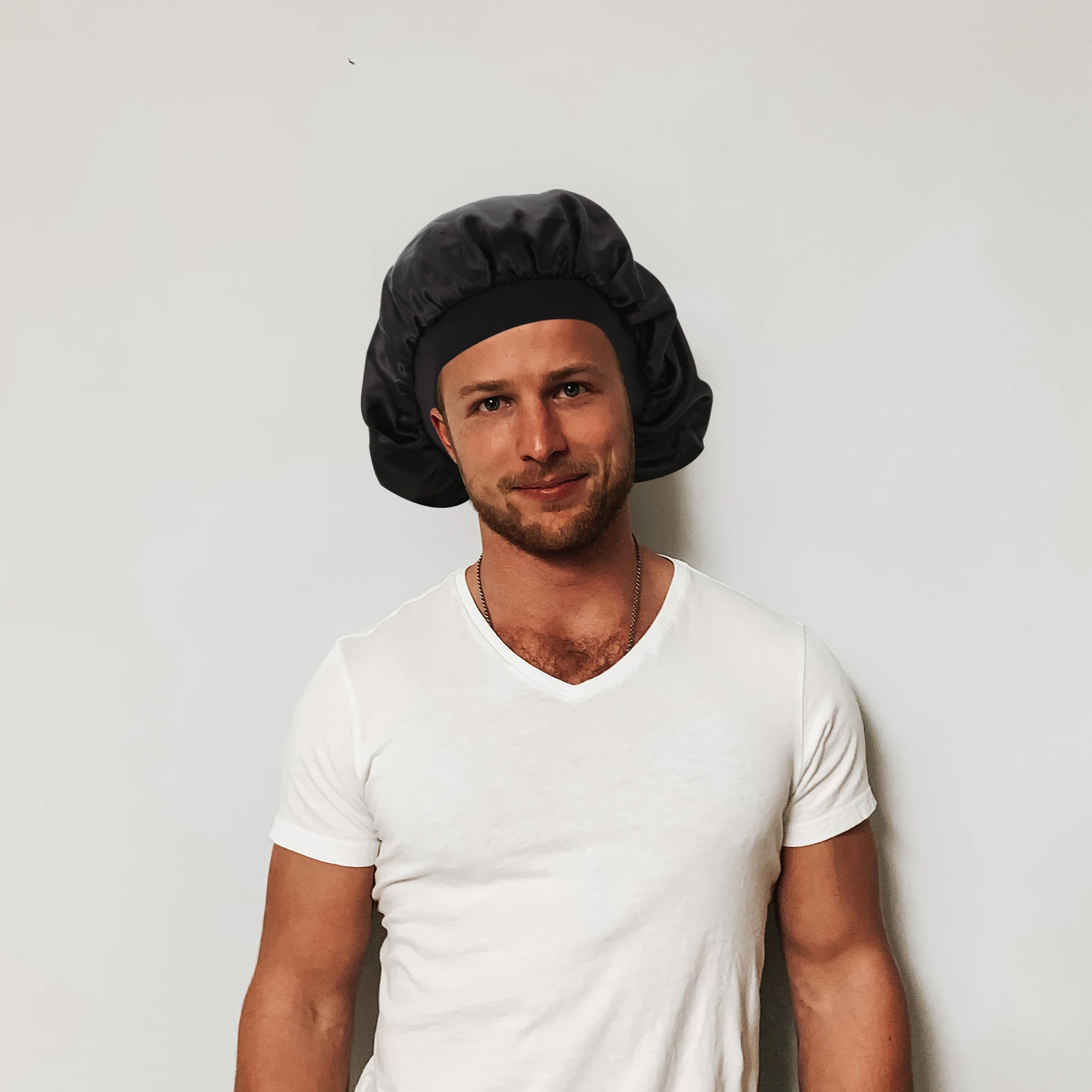 

Hats Sleep Hair Bonnet Satin for Sleeping Multipurpose Men Black Care Caps Women Women's