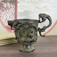Chinese antique Pixiu auspicious beast wine vase copper cup old copper jug ​​cup antique old copper art decoration ornaments
