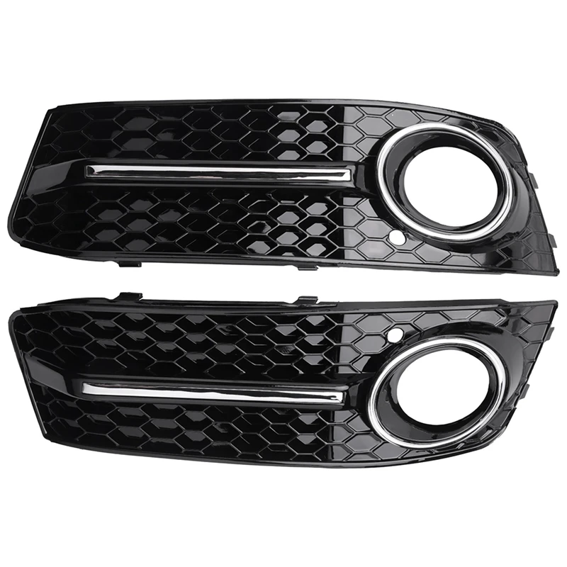 

1Pair Car Left & Right Front Bumper Fog Light Comb Grilles Grill For A4 B8 2009-2012 OE: 8K0807682 8K0807681 Accessories