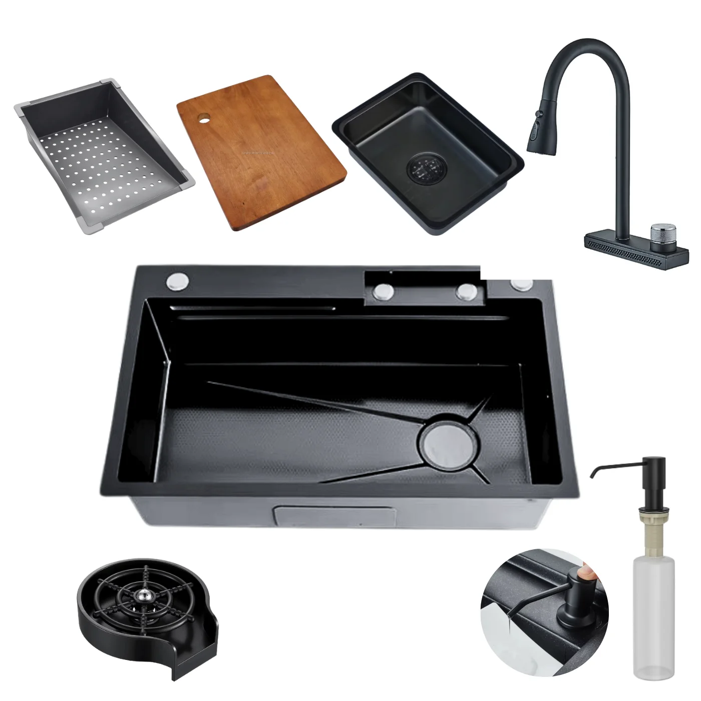 كاكاكاتا مطبخ فاخرة كوبا مع طيف كامل ، فولاذ مقاوم للصدأ ، أسود ، من.