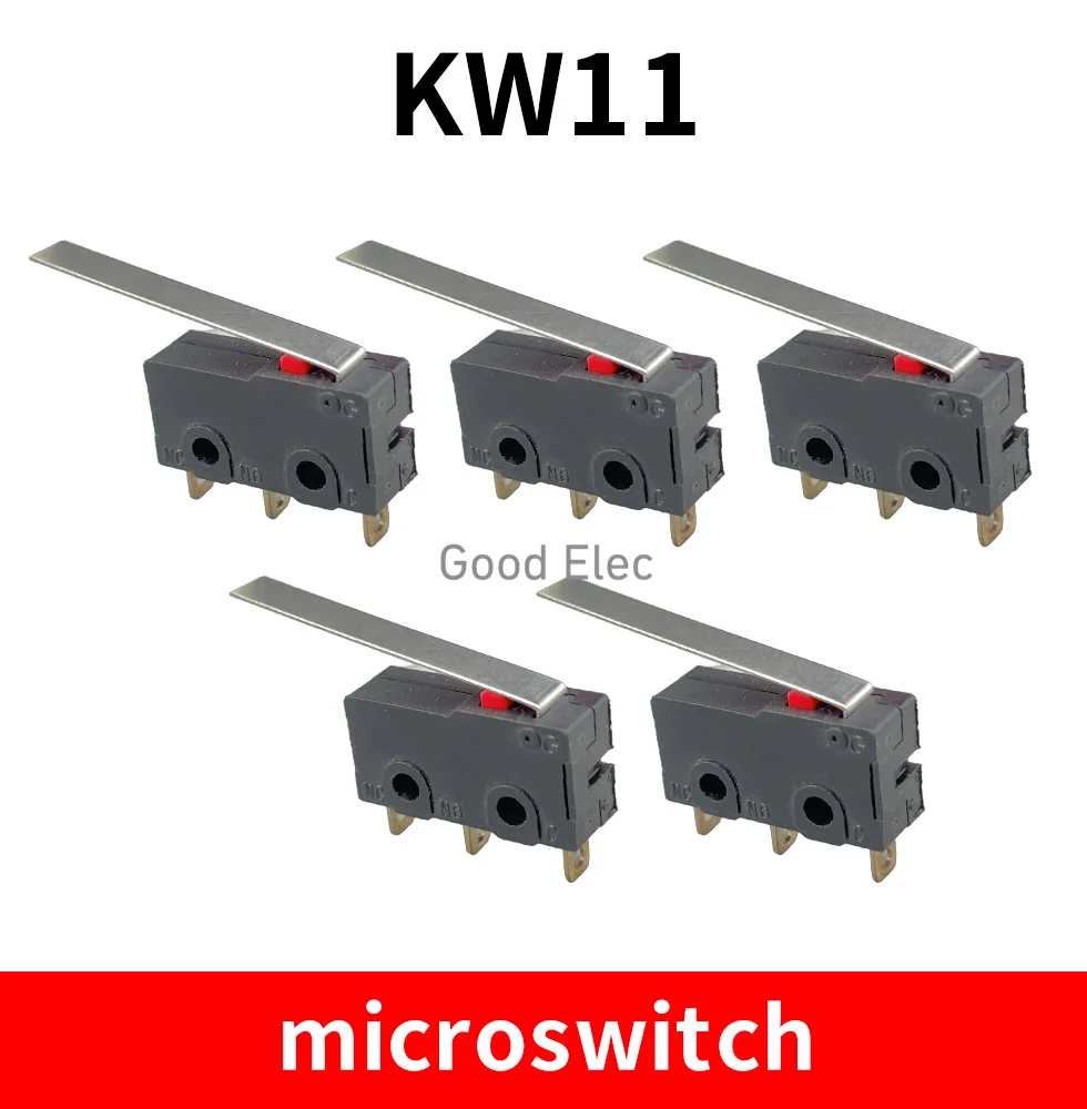 5pcs  KW11 Small micro limit switch mechanical stroke 5A 125/250V~10T85 self-reset foot