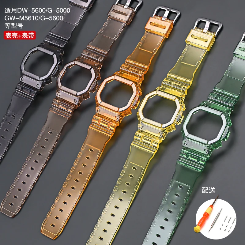 Resin Watch Strap+Case for Casio DW-5600/5000/5030/5025 GW-B5600 GW-M5610/M5600 G-5600 GLX-5600 GLS-5600 Wrist Band Bracelet