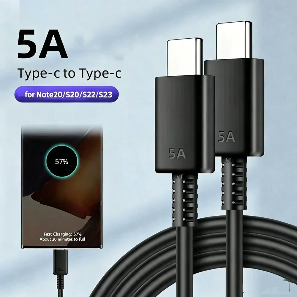 5A 45W PD USB-C Super Fast Charging Type-C Cable For Samsung S21 S22 FE S23 S24 Plus S25 Ultra A14 A15 A33 A34 A53 A54 A55 A71