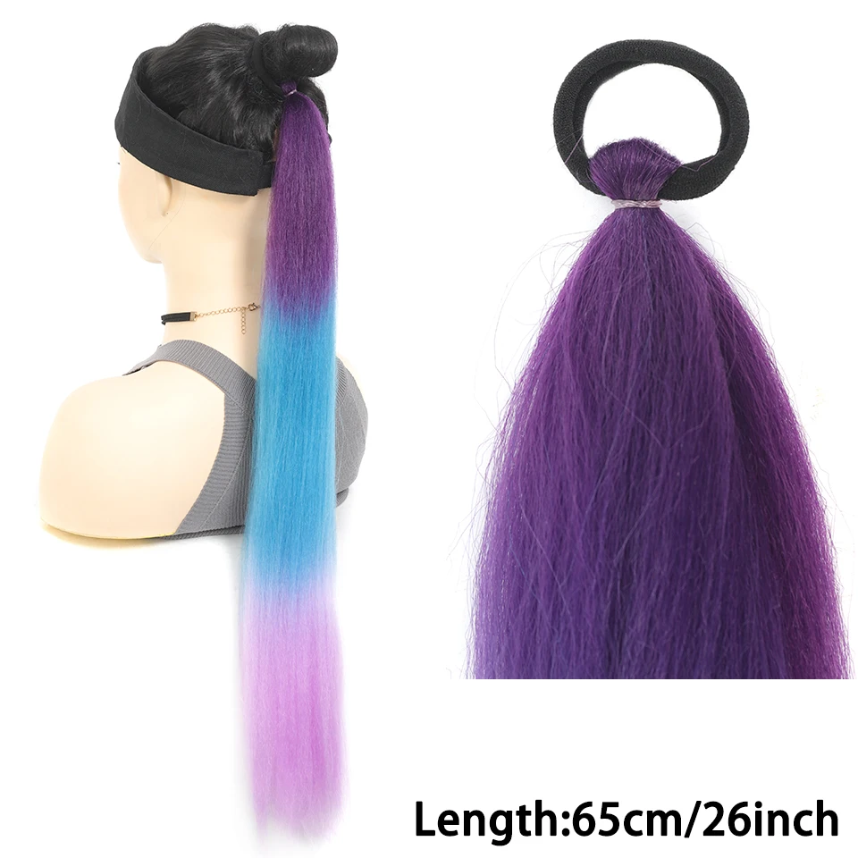 LUPU Coda di cavallo sintetica diritta con elastico in gomma intrecciata colorata estensioni dei capelli coda di cavallo per le donne ragazze festa