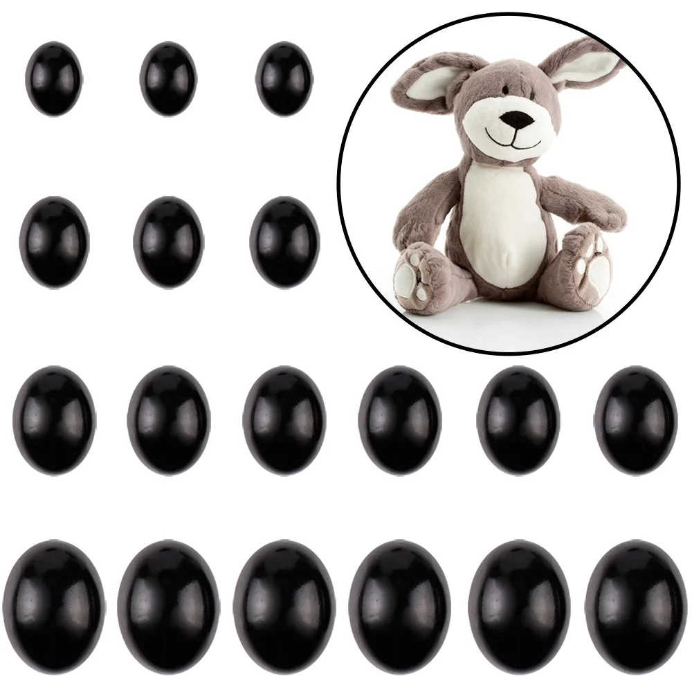 50-200szt Wiele rozmiarów Owalne czarne plastikowe oczy ochronne do zabawek Amigurumi Diy Crafts Niedźwiedź Zabawka Oko do dekoracji lalek Akcesoria