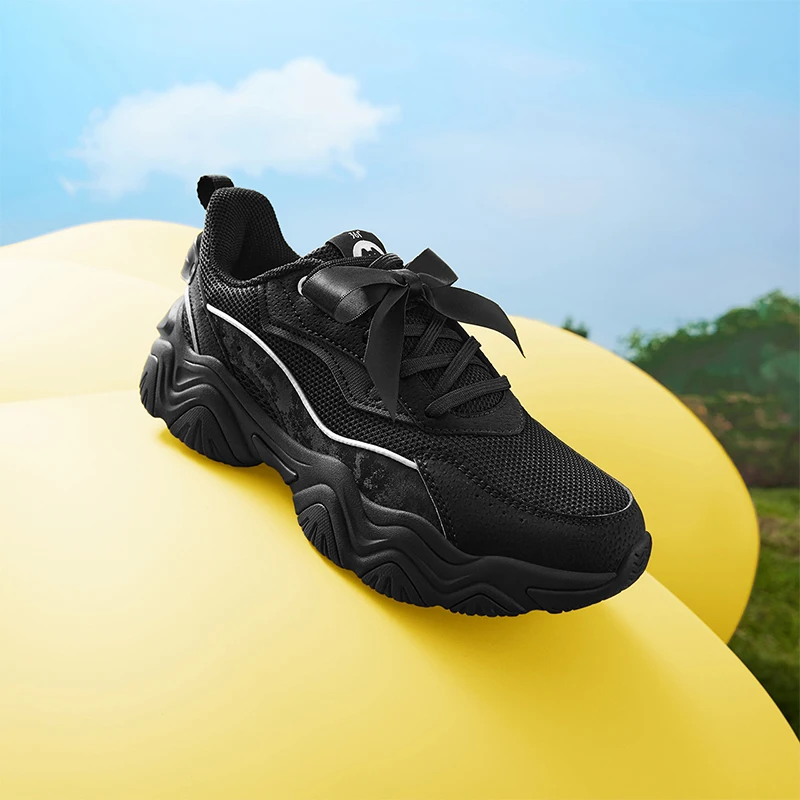 361 Degress Sports Shoes Breathable Thick Sole Increased Heightening Shock Absorption Female Casual Running Snakers 682416717