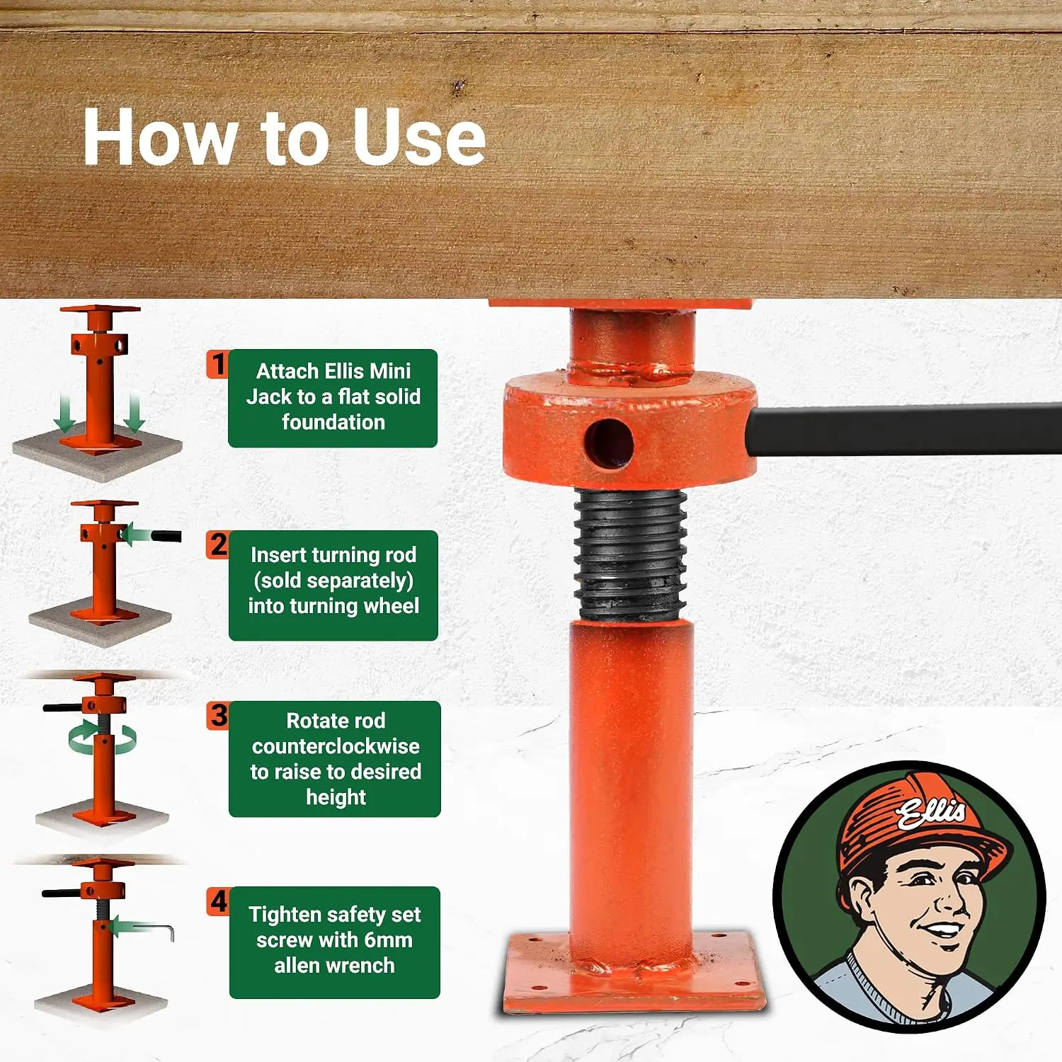 Adjustable Mini Screw Jack Post – 15,000 lb Capacity, 5.5" Adjustment for Floor Leveling & Concrete Bracing view 4