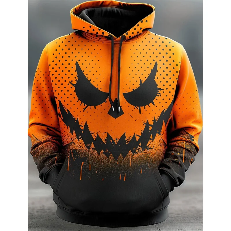 

Halloween Graphic Hoodie For Men Pumpkin 3D Printed Sweatshirt Spring Autumn Casual Pullover Oversized Long Sleeve Hoodies Tops