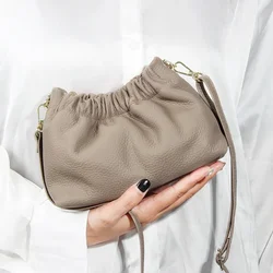 Cloud Clutch Purses for Women Dumpling Bag Soft Genuine Leather Underarm Bag Cowhide Handbag small flap Crossbody bags