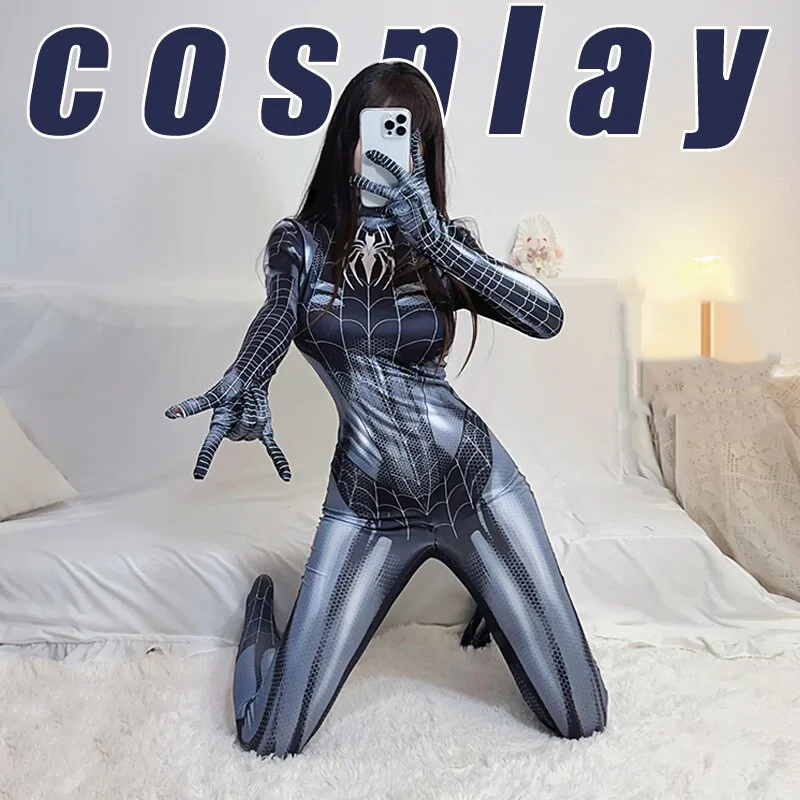 بدلة الهالوين الرجل العنكبوتية لفيلم البطل الخارق التأثيري بدلة المنتقمون التأثيرية فينوم سبايدر مان مشد للنساء والفتيات